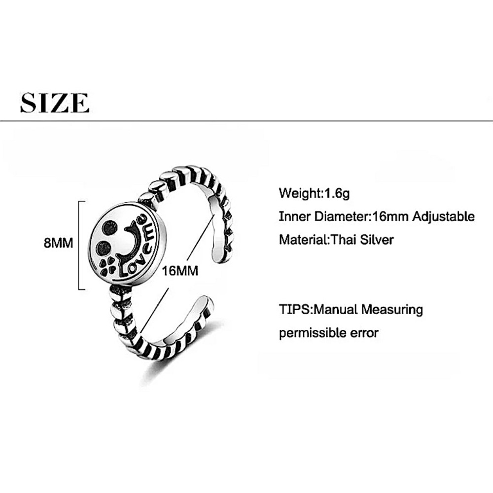 STERLING SILVER HAPPY FACE RING - Picture 2 of 6